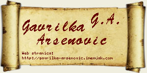 Gavrilka Arsenović vizit kartica